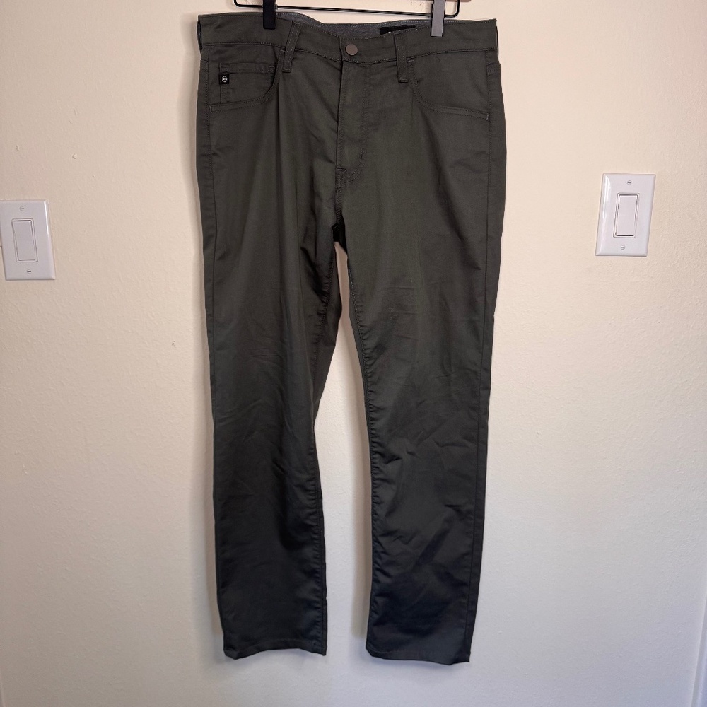 AG Tellis Modern Slim Five Pocket Pants Men's Size 34 Green Grey Stretch Casual